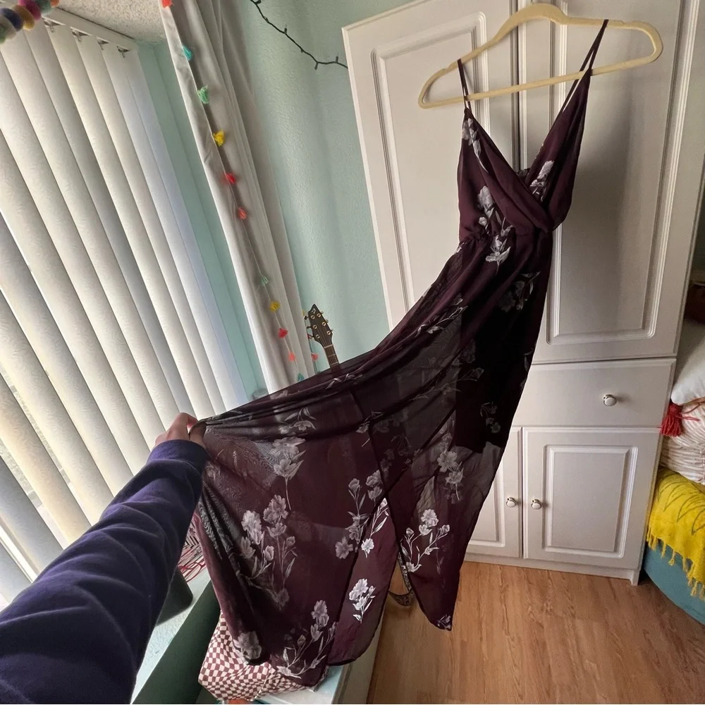 Sienna Sky Maroon Floral Elegant Dress - Picture 7 of 8